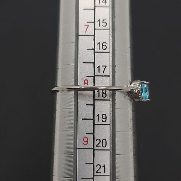 Heart-Shaped Blue CZ Silver Ring Size 8 (NWOT) - Picture 3 of 4